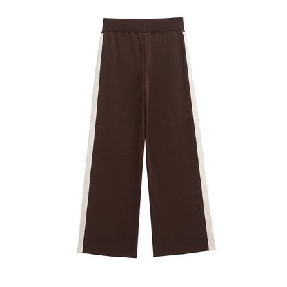 Women's Side Striped Knitted Sweater Pants Suit