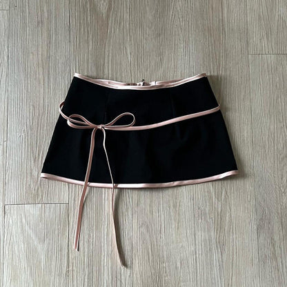 Black Camisole Bow Skirt Vest Suit