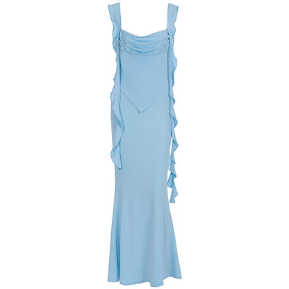 Summer Strap Tube Top Ruffled Ribbon Dress