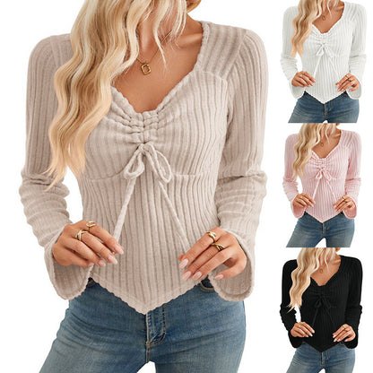 Women's Pleating Long-sleeved Top