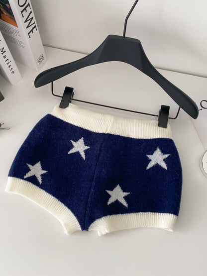 American Pure Hot Girl Slim-fitting Cool Casual Knitted Shorts For Women