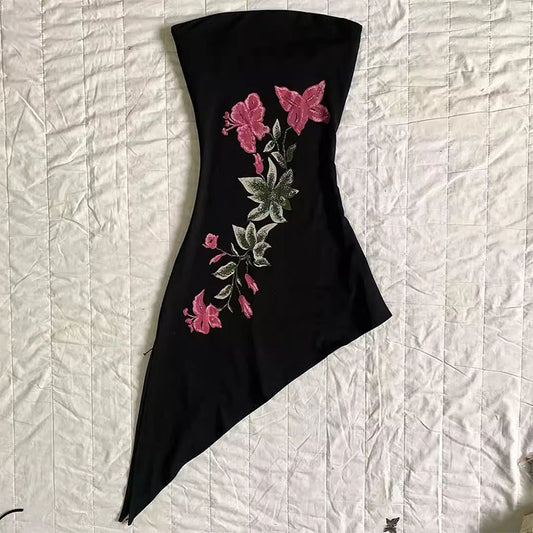 Women's Black Classic Retro Tube Top Dress