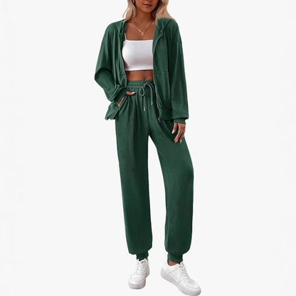 Women's Autumn Fashion Solid Color Suit Rib Sunken Stripe