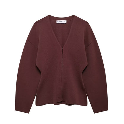 Women's Loose Sleeves Knitted Coat High Waist Knit Mini Skirt Suit
