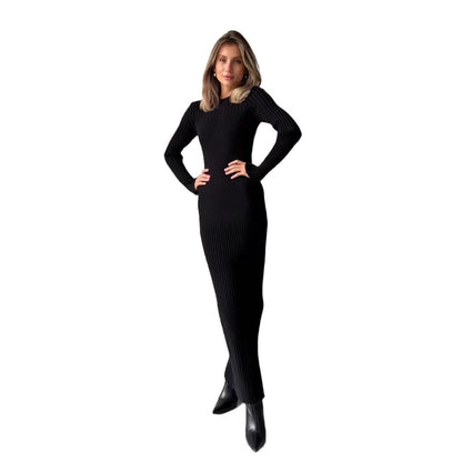 Knitted Round Neck Woolen Skirt Women