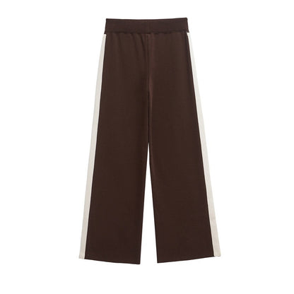 Women's Side Striped Knitted Sweater Pants Suit