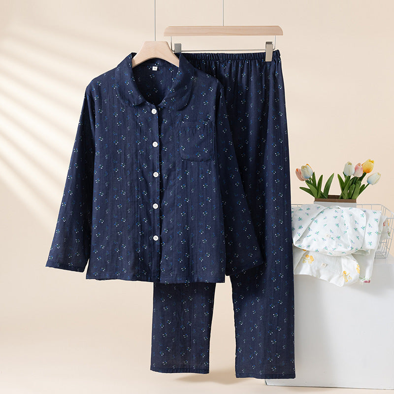 Pure Cotton Breathable Cartoon Lapel Student Summer Loungewear Suit