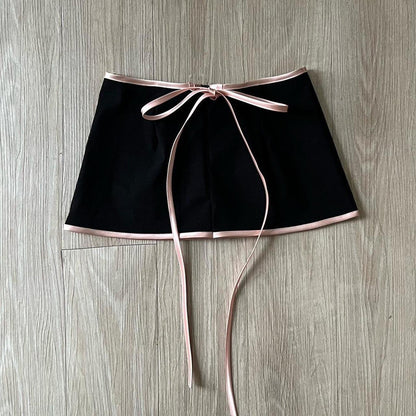 Black Camisole Bow Skirt Vest Suit