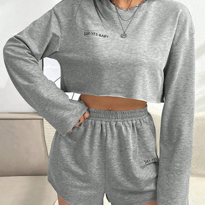 Women's Long-sleeved T-shirt Short Suit