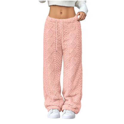 Velvet Padded Loose Straight-leg Trousers