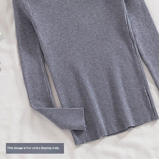 Petal Collar Knitted Off-shoulder Inner Bottoming Sweater