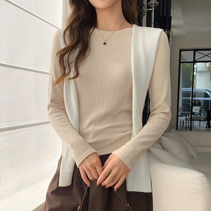 Lyocell Wool Round Neck Knitted Bottoming Shirt For Women