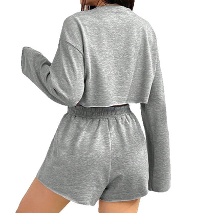 Women's Long-sleeved T-shirt Short Suit