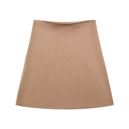 Women's Loose Sleeves Knitted Coat High Waist Knit Mini Skirt Suit
