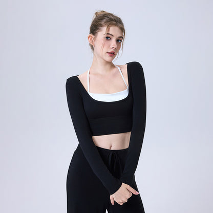Nude Feel Yoga Clothes Long Sleeve Sports Bra Workout Top