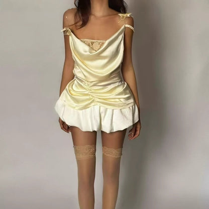 Swing Collar Slim-fit Camisole Top Bud Skirt Outfit