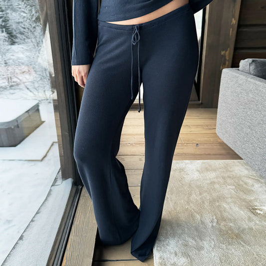 Women's Solid Color Sports And Leisure Drawstring Trousers