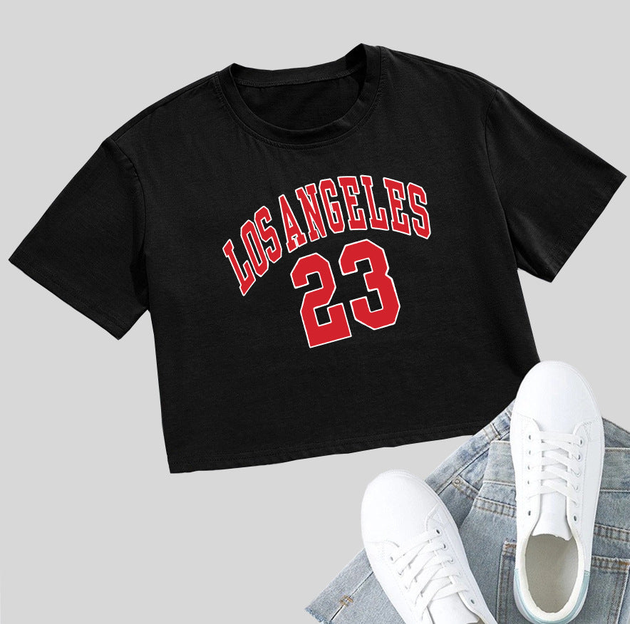 Personalized English Letters Summer Hot-selling Navel T-shirt