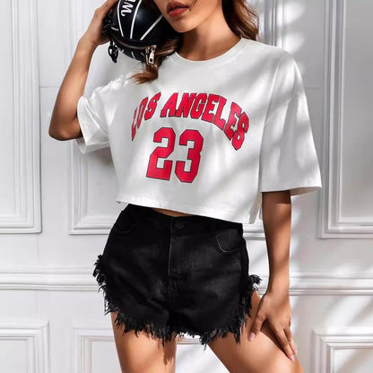 Personalized English Letters Summer Hot-selling Navel T-shirt