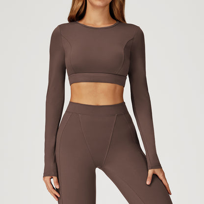 Nude Feel Tight Long Sleeve Sports Round Neck Yoga Long Sleeve Top