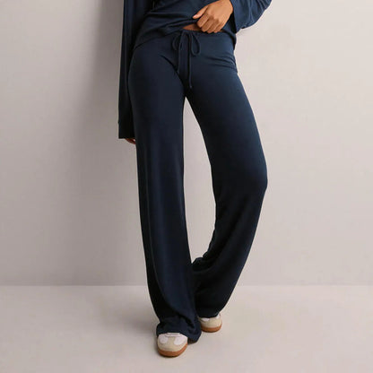 Women's Solid Color Sports And Leisure Drawstring Trousers