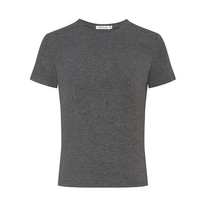 Korean Style Solid Color Shoulder Slim Temperament Casual Short-sleeved Top Women