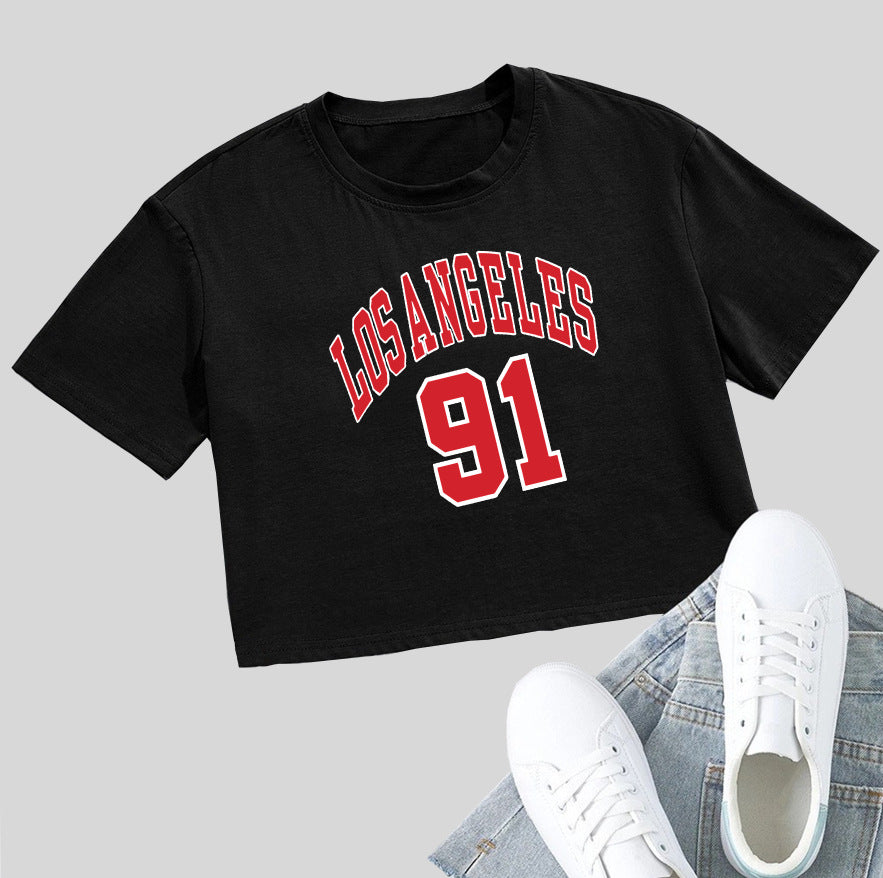 Personalized English Letters Summer Hot-selling Navel T-shirt