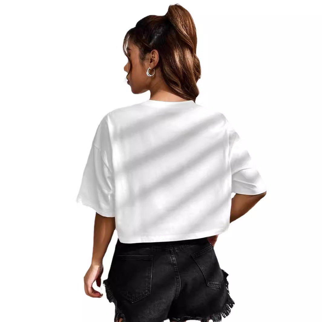 Personalized English Letters Summer Hot-selling Navel T-shirt