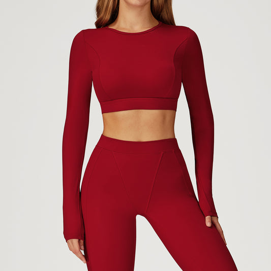 Nude Feel Tight Long Sleeve Sports Round Neck Yoga Long Sleeve Top