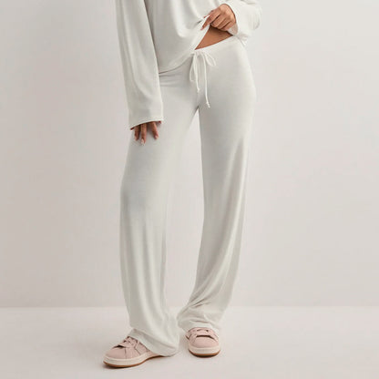 Women's Solid Color Sports And Leisure Drawstring Trousers