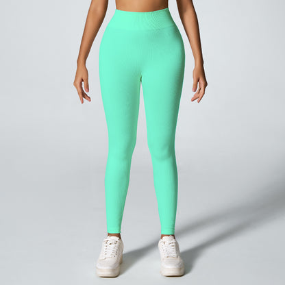 Threaded Seamless Yoga Stretch Tight Fitness Outdoor Breathable Sports Trousers
