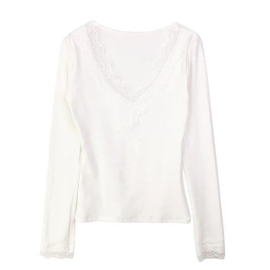 Lace Trim V-neck Undershirt