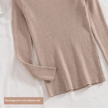 Petal Collar Knitted Off-shoulder Inner Bottoming Sweater