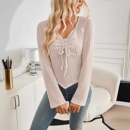 Women's Pleating Long-sleeved Top