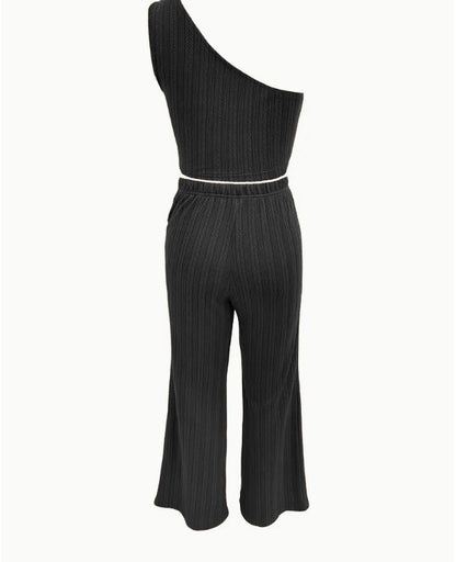 Ladies New Solid Color Knitted Sleeveless Suit