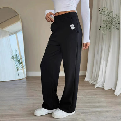 Women's Casual Pants Solid Color High Waist Straight-leg Pants