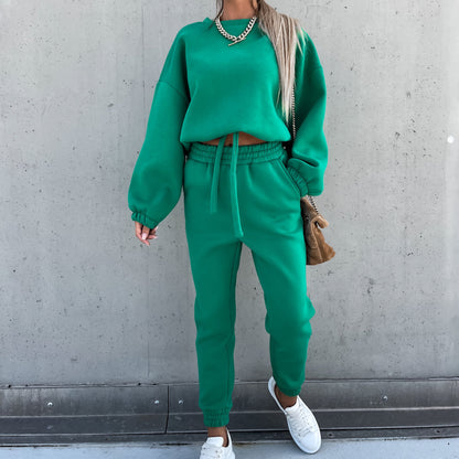 Solid Color Hoodie Casual Two-piece Suit