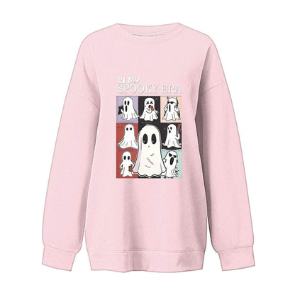 Women's Sweatshirt Halloween Cute Ghost Pattern Long Sleeve Sweater